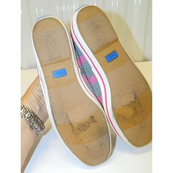 Keds Womens Kate Spade Striped Sneakers Size 7 Pink & Gray Canvas Lace-Up - Picture 6 of 10
